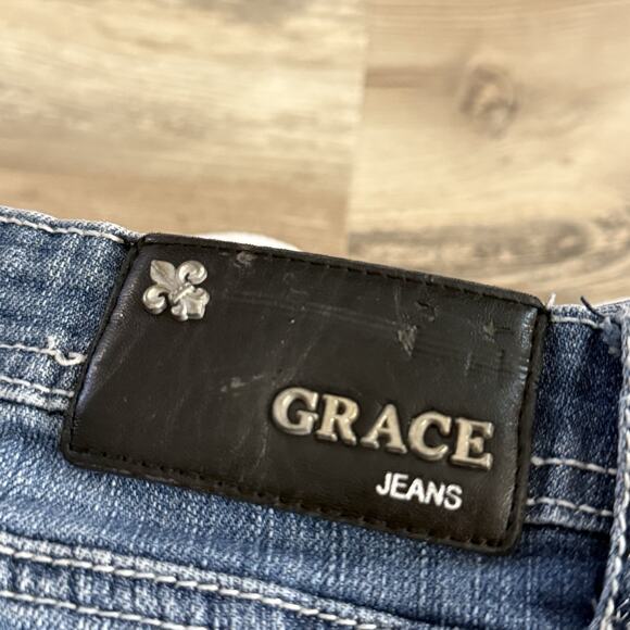 Grace in LA Bootcut Jeans Women’s 12M Blue Denim Rhinestone Embellished Pockets - Picture 8 of 8